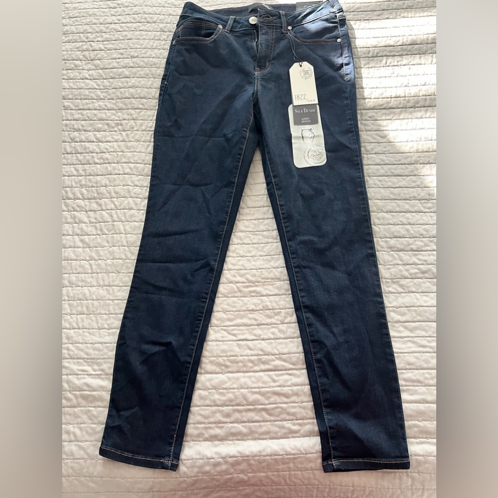 1822 silk denim ankle skinny jeans size 8